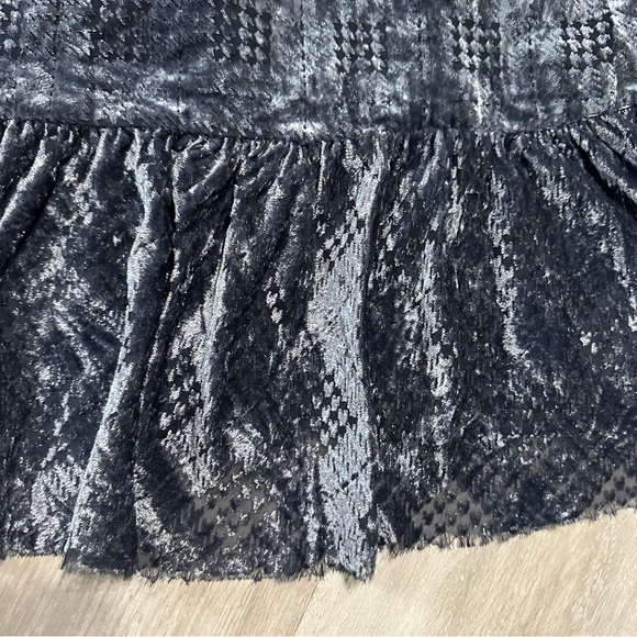 Zapelle Eshakti Houndstooth Burnout Velvet Blue Dress Sz 14 - Picture 8 of 9